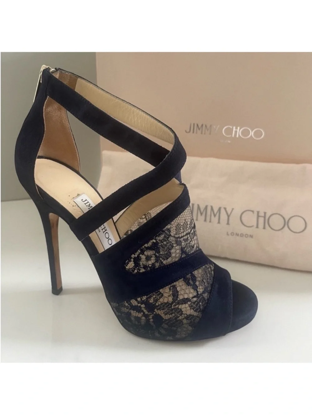AUTHENTIC JIMMY CHOO ITALIAN LACE STILETTO HEELS